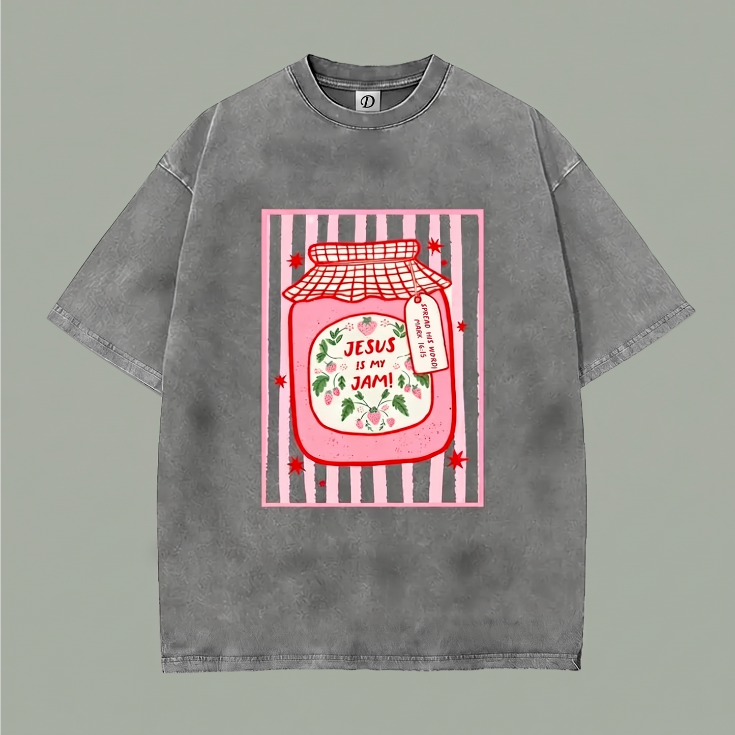 Berry Blessed Tee - Heather Gray