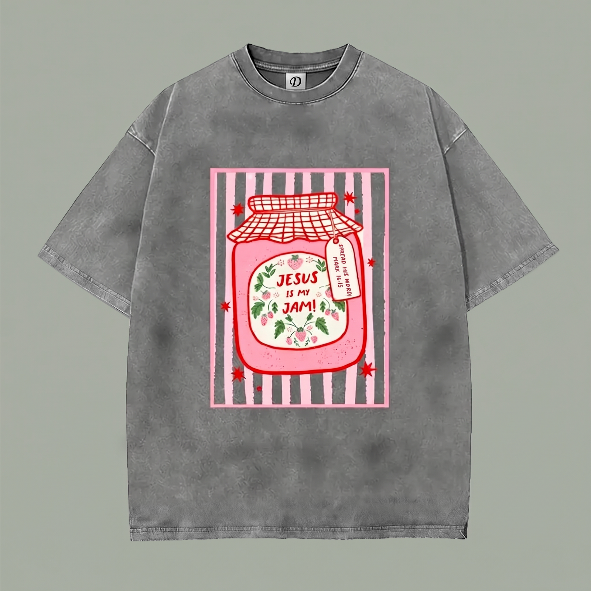 Berry Blessed Tee - Heather Gray