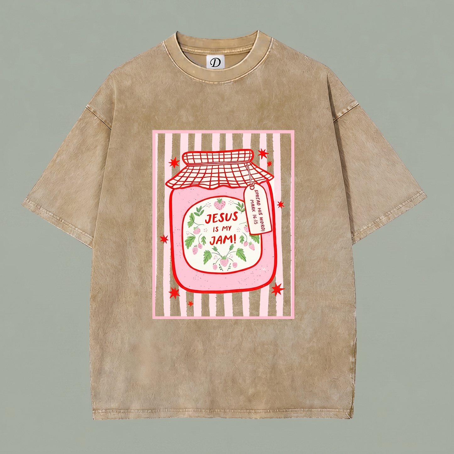 Berry Blessed Tee - Khaki Tan