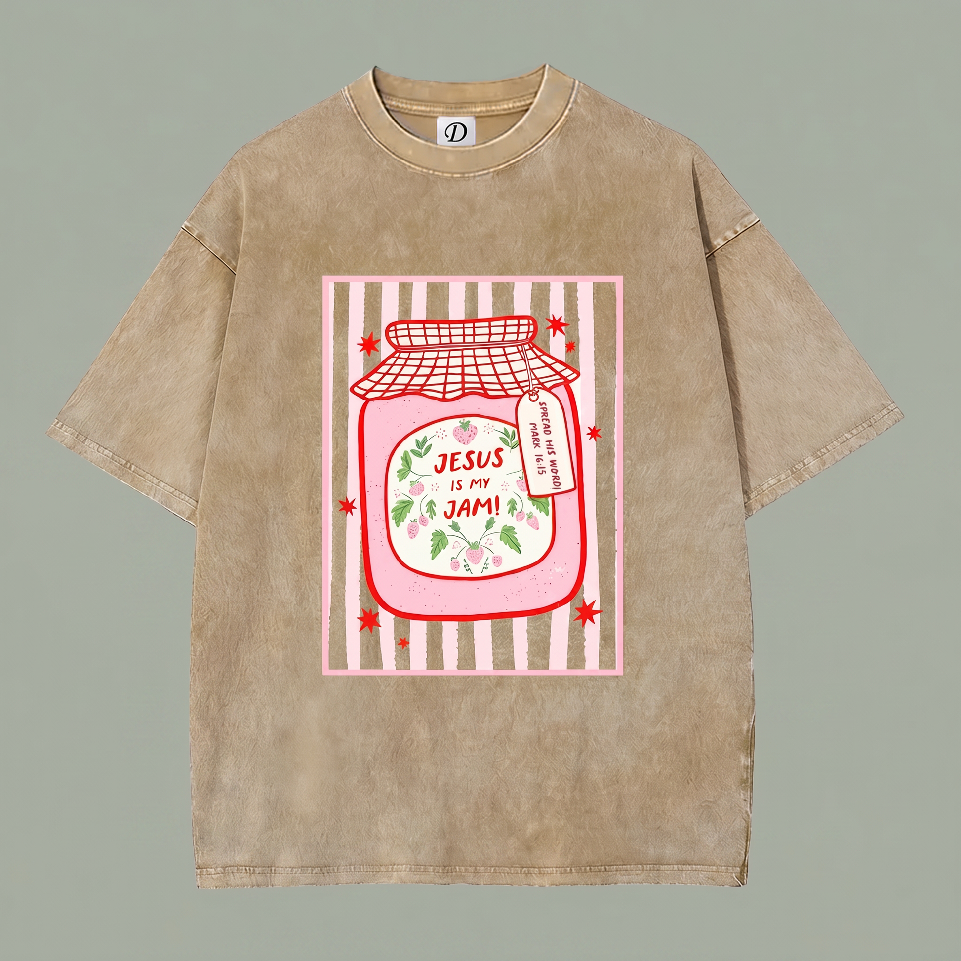 Berry Blessed Tee - Khaki Tan